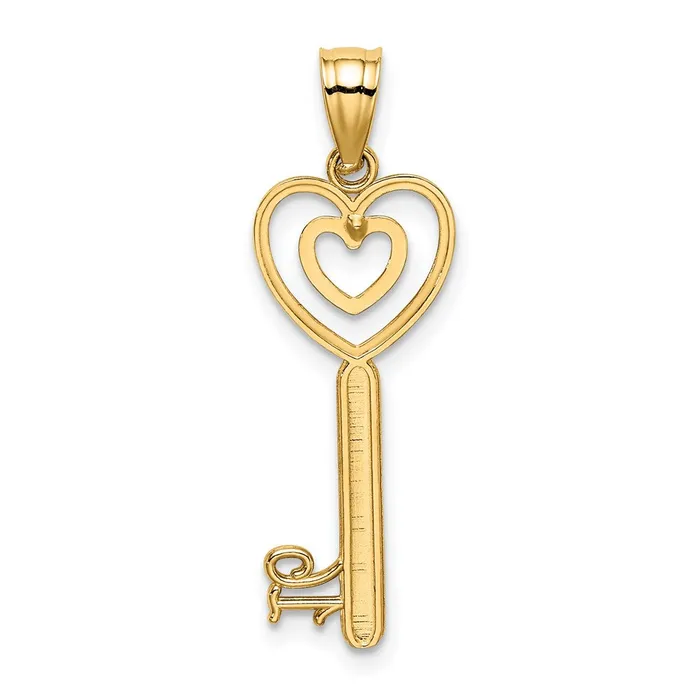 TreasureFineJewelers Necklaces 14K Key wHeart Sweet 16 Pendant