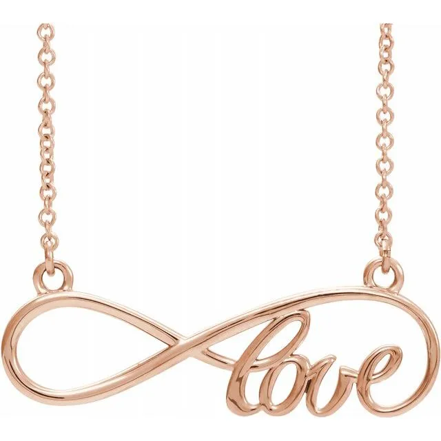 TreasureFineJewelers Necklaces 14K Rose 275x84 mm InfinityInspired Love 17 Necklace