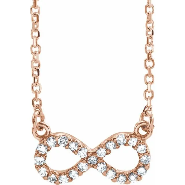 TreasureFineJewelers Necklaces 14K Rose Gold 110 CTW Natural Diamond Infinity 16 12 Necklace TreasureFineJewelers Necklaces 14K Rose Gold 110 CTW Natural Diamond Infinity 16 12 Necklace