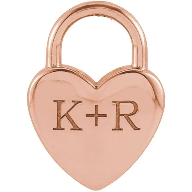 TreasureFineJewelers Necklaces 14K Rose Gold Engravable Heart Lock Pendant