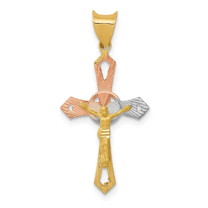 TreasureFineJewelers Necklaces 14K wRhodium Crucifix Cross Pendant