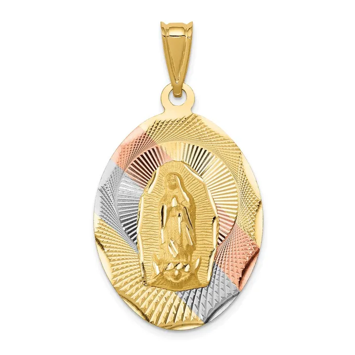 TreasureFineJewelers Necklaces 14K wRhodium DC Lady Of Guadalupe Oval Pendant TreasureFineJewelers Necklaces 14K wRhodium DC Lady Of Guadalupe Oval Pendant