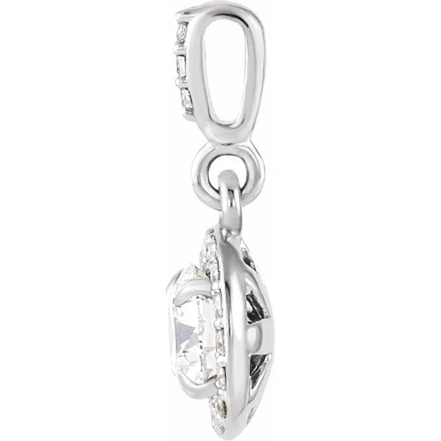TreasureFineJewelers Necklaces 14K White 38 CTW Diamond HaloStyle Pendant
