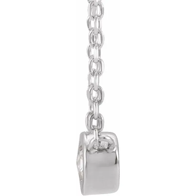 TreasureFineJewelers Necklaces 14K White Gold 06 CT Rose GoldCut Natural Diamond BezelSet 18 Necklace