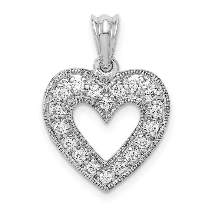 TreasureFineJewelers Necklaces 14k White Gold 14ct Diamond Heart Pendant TreasureFineJewelers Necklaces 14k White Gold 14ct Diamond Heart Pendant