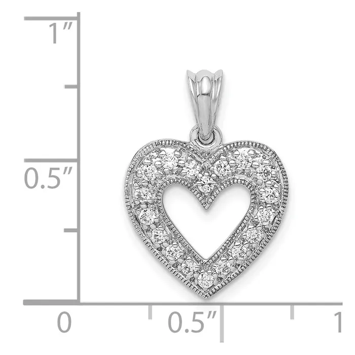 TreasureFineJewelers Necklaces 14k White Gold 14ct Diamond Heart Pendant