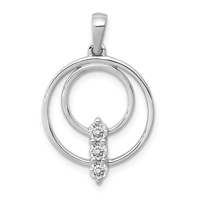 TreasureFineJewelers Necklaces 14k White Gold 27mm Diamond Three Stone Circle Pendant TreasureFineJewelers Necklaces 14k White Gold 27mm Diamond Three Stone Circle Pendant