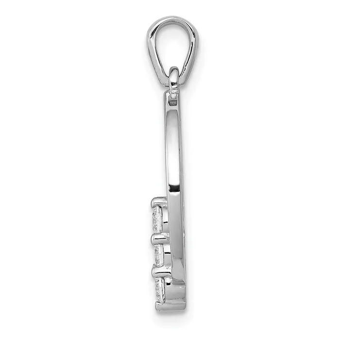 TreasureFineJewelers Necklaces 14k White Gold 27mm Diamond Three Stone Circle Pendant