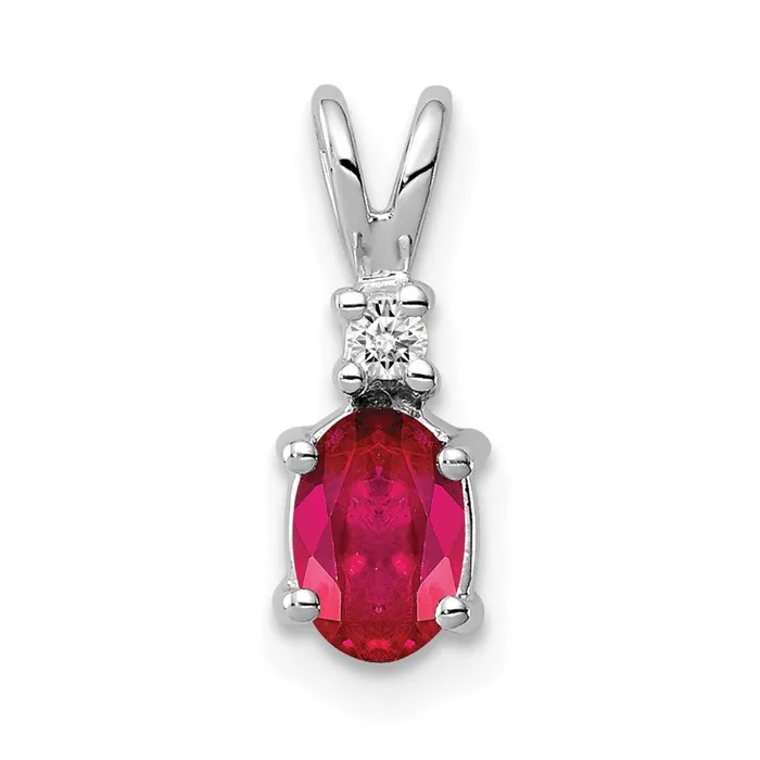 TreasureFineJewelers Necklaces 14k White Gold 6x4mm Oval Ruby AA Diamond pendant TreasureFineJewelers Necklaces 14k White Gold 6x4mm Oval Ruby AA Diamond pendant