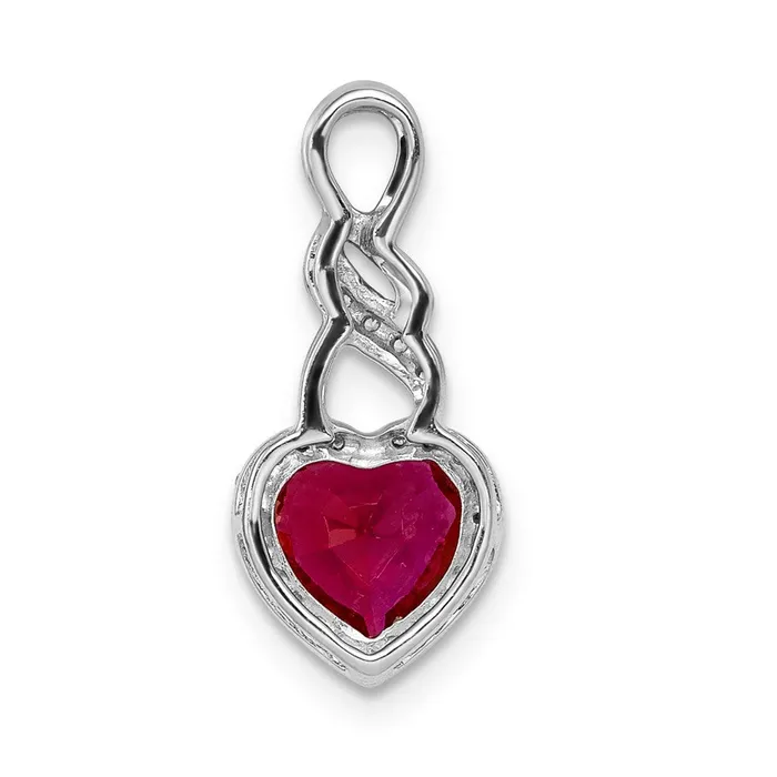 TreasureFineJewelers Necklaces 14k White Gold Diamond and 75 Ruby Heart Chain Slide