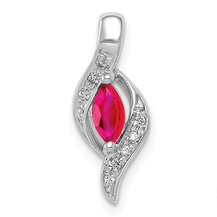 TreasureFineJewelers Necklaces 14k White Gold Diamond and Marquise 25 Ruby Pendant TreasureFineJewelers Necklaces 14k White Gold Diamond and Marquise 25 Ruby Pendant