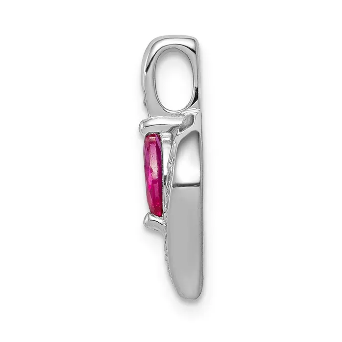 TreasureFineJewelers Necklaces 14k White Gold Diamond and Marquise 25 Ruby Pendant