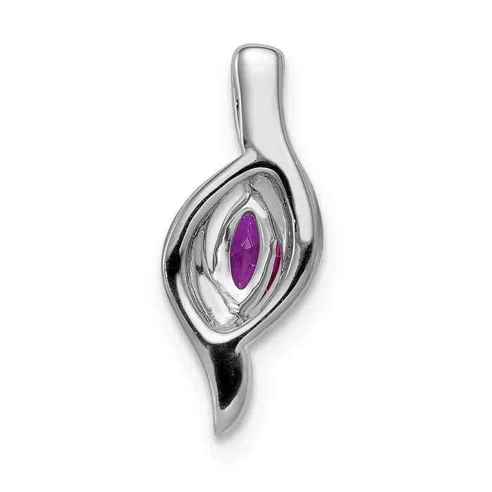 TreasureFineJewelers Necklaces 14k White Gold Diamond and Marquise 25 Ruby Pendant