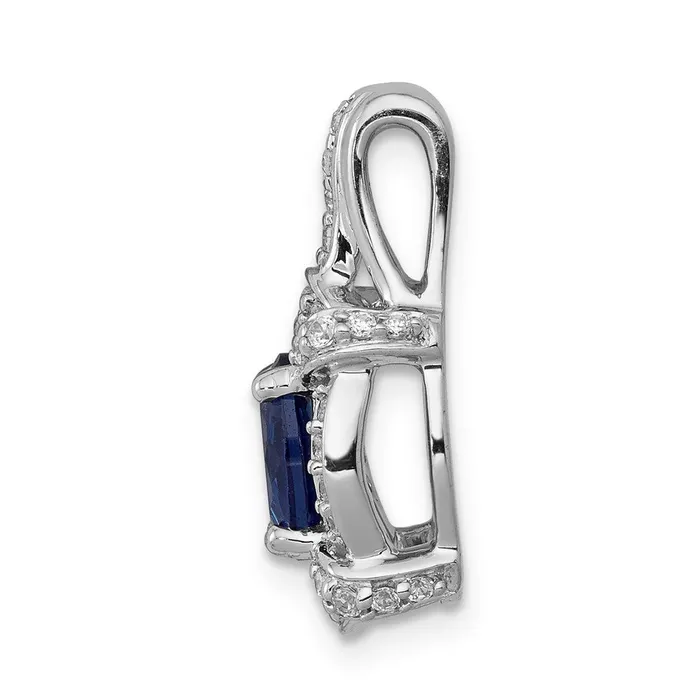 TreasureFineJewelers Necklaces 14k White Gold Diamond and Sapphire Fancy Oval Pendant