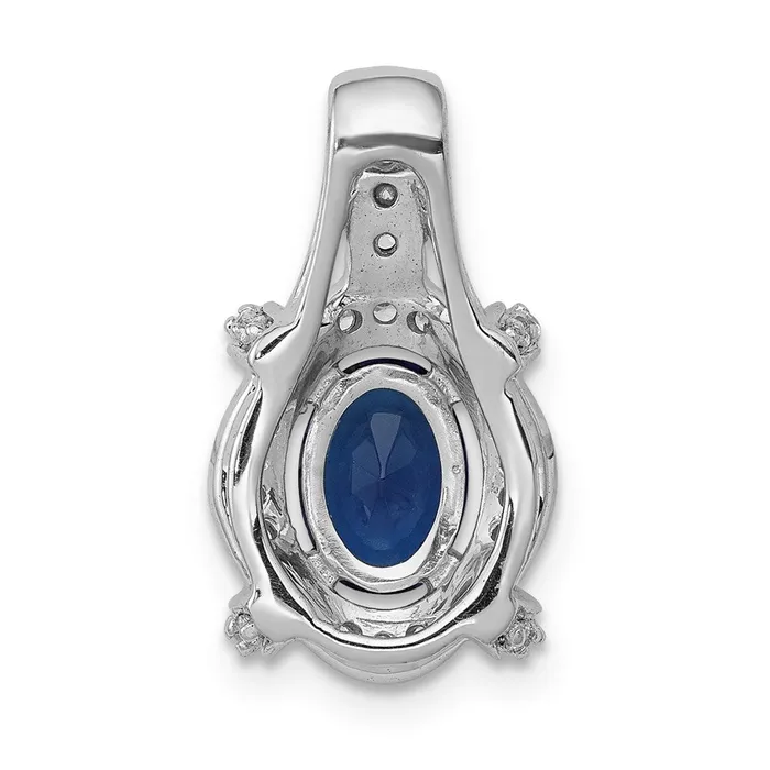 TreasureFineJewelers Necklaces 14k White Gold Diamond and Sapphire Fancy Oval Pendant