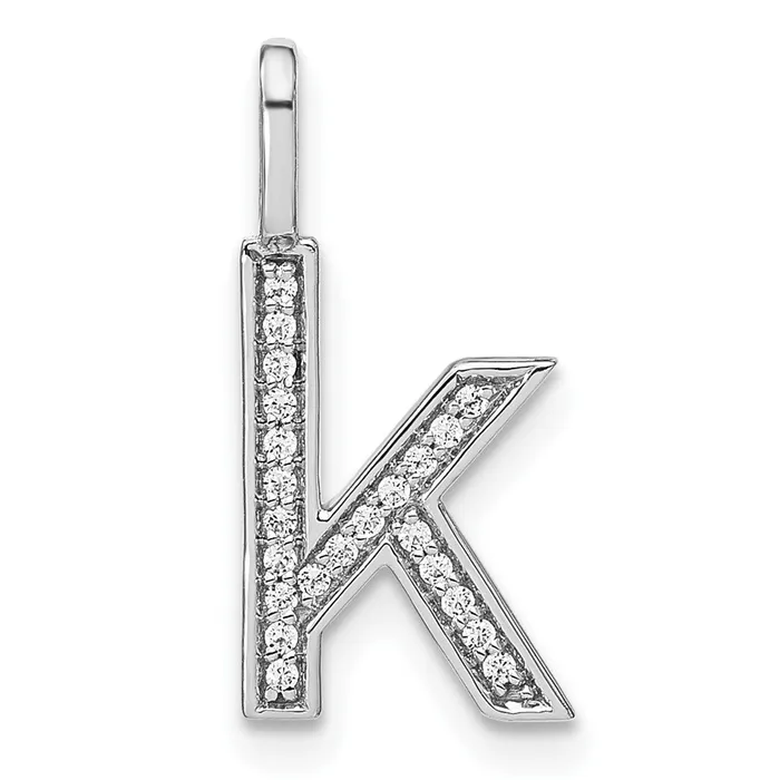 TreasureFineJewelers Necklaces 14K White Gold Diamond Lower Case Letter K Initial Pendant TreasureFineJewelers Necklaces 14K White Gold Diamond Lower Case Letter K Initial Pendant