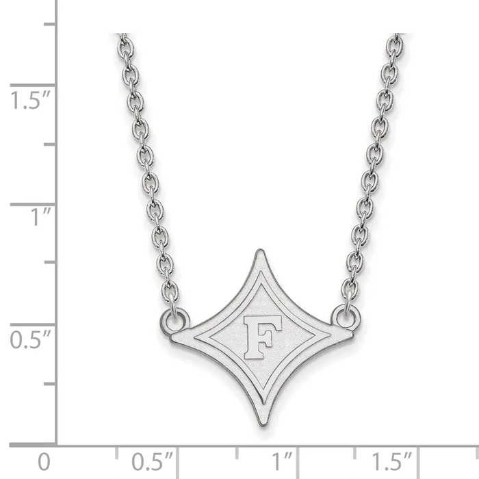 TreasureFineJewelers Necklaces 14K White Gold Furman University Large Pendant with Necklace