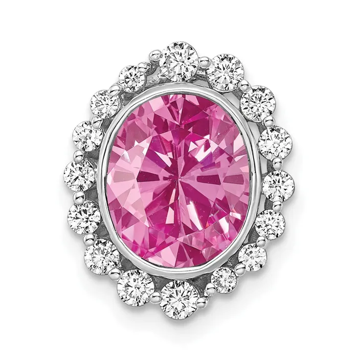 TreasureFineJewelers Necklaces 14K White Gold Lab Grown Dia SI1SI2 G H I Lab Created Pink Sapph Oval Pendant TreasureFineJewelers Necklaces 14K White Gold Lab Grown Dia SI1SI2 G H I Lab Created Pink Sapph Oval Pendant