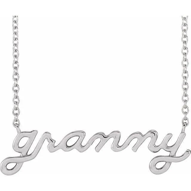 TreasureFineJewelers Necklaces 14K White Gold Lowercase Script Granny 18 Necklace TreasureFineJewelers Necklaces 14K White Gold Lowercase Script Granny 18 Necklace
