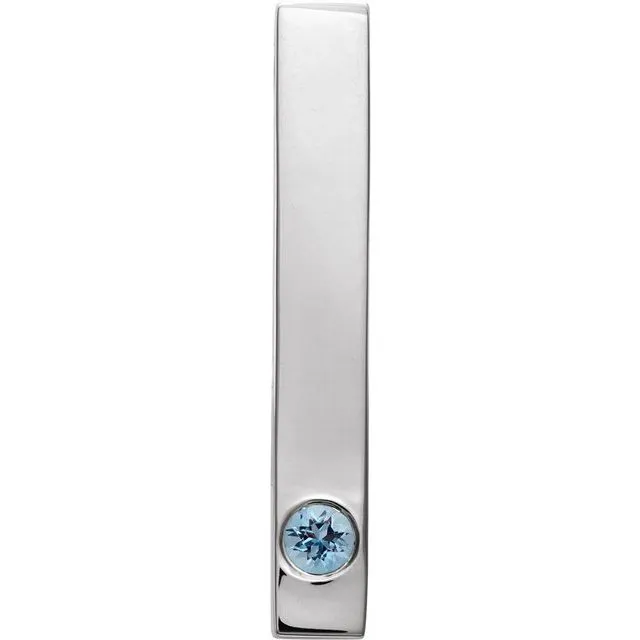 TreasureFineJewelers Necklaces 14K White Gold Natural Aquamarine Family Engravable Bar Pendant TreasureFineJewelers Necklaces 14K White Gold Natural Aquamarine Family Engravable Bar Pendant