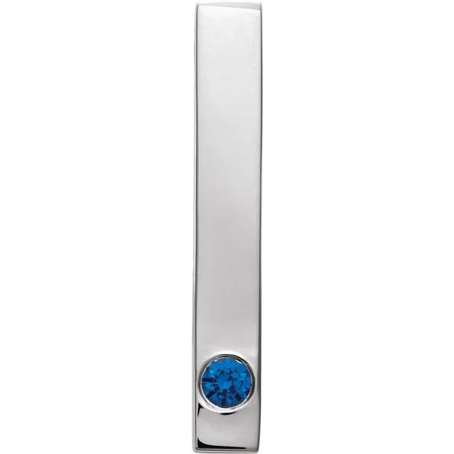 TreasureFineJewelers Necklaces 14K White Gold Natural Sapphire Family Engravable Bar Pendant TreasureFineJewelers Necklaces 14K White Gold Natural Sapphire Family Engravable Bar Pendant