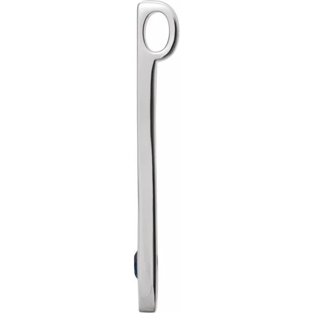 TreasureFineJewelers Necklaces 14K White Gold Natural Sapphire Family Engravable Bar Pendant