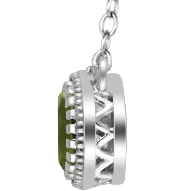 TreasureFineJewelers Necklaces 14K White Gold Peridot August 18 Birthstone Necklace