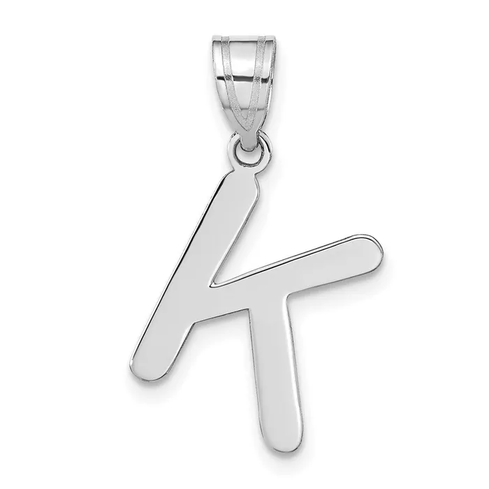 TreasureFineJewelers Necklaces 14k White Gold Polished Bubble Letter K Initial Pendant TreasureFineJewelers Necklaces 14k White Gold Polished Bubble Letter K Initial Pendant