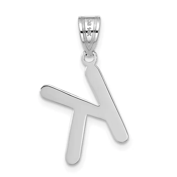 TreasureFineJewelers Necklaces 14k White Gold Polished Bubble Letter K Initial Pendant