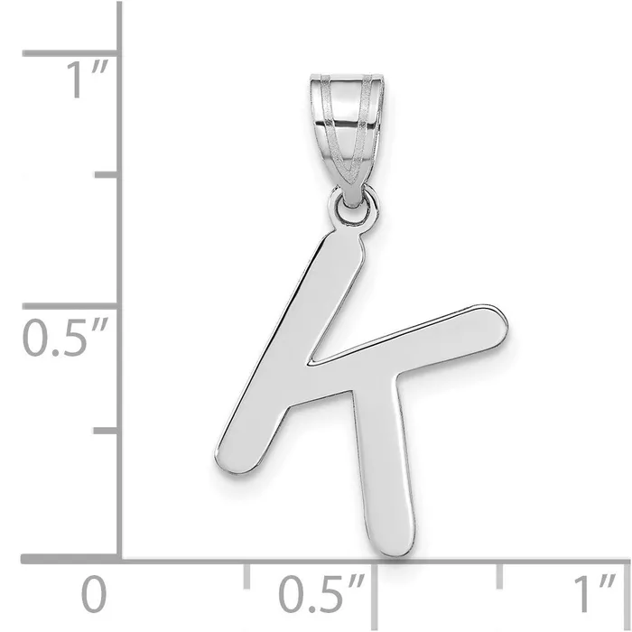 TreasureFineJewelers Necklaces 14k White Gold Polished Bubble Letter K Initial Pendant