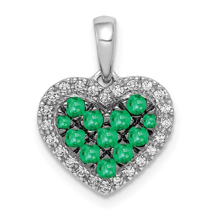 TreasureFineJewelers Necklaces 14k White Gold wBlack Rhodium DiamondEmerald Heart Pendant TreasureFineJewelers Necklaces 14k White Gold wBlack Rhodium DiamondEmerald Heart Pendant