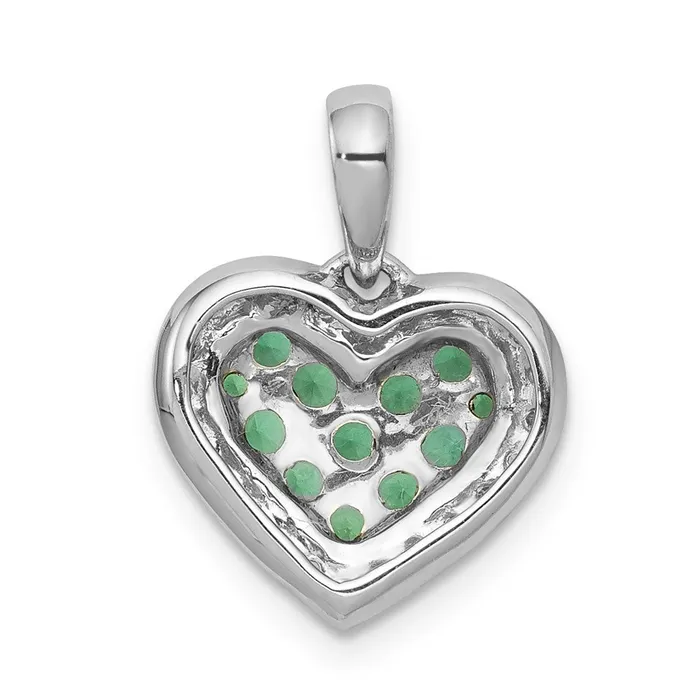 TreasureFineJewelers Necklaces 14k White Gold wBlack Rhodium DiamondEmerald Heart Pendant