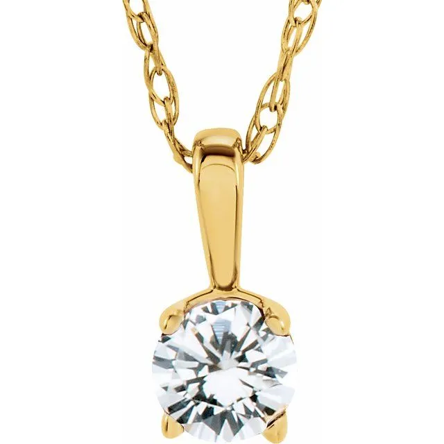TreasureFineJewelers Necklaces 14K Yellow 3 mm Round April Imitation Diamond Youth Birthstone 14 Necklace TreasureFineJewelers Necklaces 14K Yellow 3 mm Round April Imitation Diamond Youth Birthstone 14 Necklace