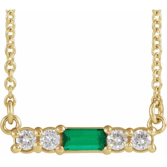 TreasureFineJewelers Necklaces 14K Yellow Emerald 15 CTW Diamond 18 Necklace TreasureFineJewelers Necklaces 14K Yellow Emerald 15 CTW Diamond 18 Necklace