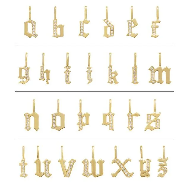 TreasureFineJewelers Necklaces 14K Yellow Gold 06 CTW Natural Diamond Gothic Initial V CharmPendant