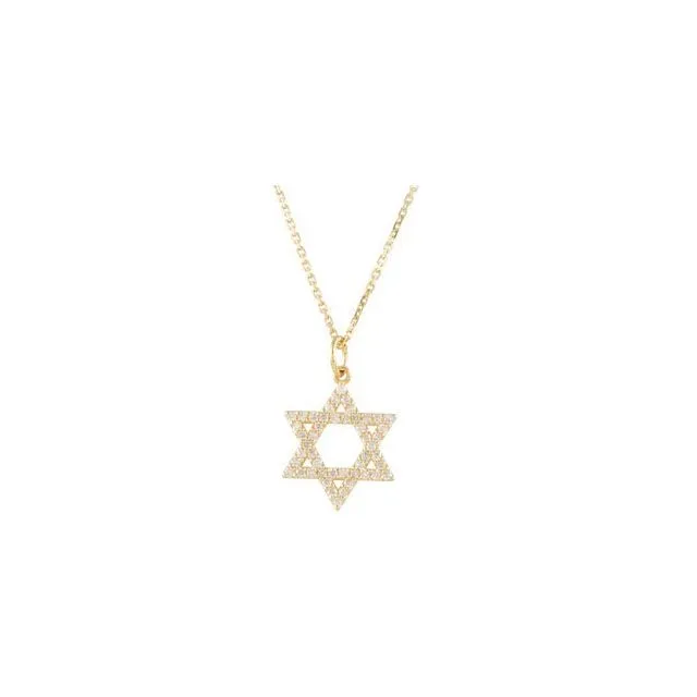 TreasureFineJewelers Necklaces 14K Yellow Gold 15 CTW Natural Diamond Star of David Necklace TreasureFineJewelers Necklaces 14K Yellow Gold 15 CTW Natural Diamond Star of David Necklace