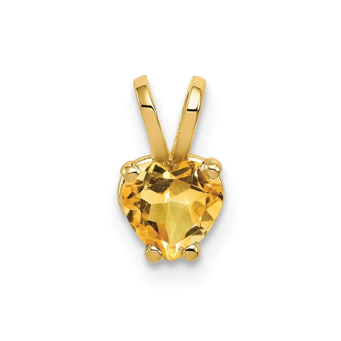 TreasureFineJewelers Necklaces 14k Yellow Gold 5mm Heart Citrine pendant