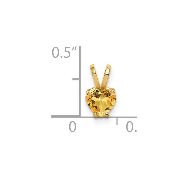 TreasureFineJewelers Necklaces 14k Yellow Gold 5mm Heart Citrine pendant