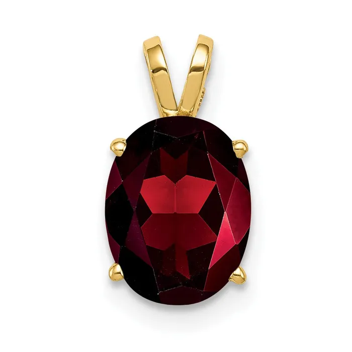 TreasureFineJewelers Necklaces 14k Yellow Gold 9x7mm Oval Garnet pendant TreasureFineJewelers Necklaces 14k Yellow Gold 9x7mm Oval Garnet pendant