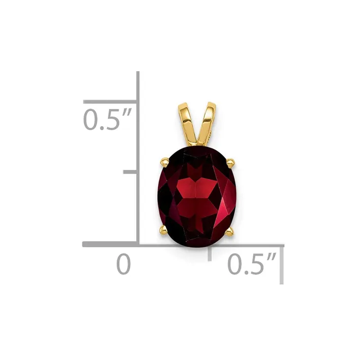 TreasureFineJewelers Necklaces 14k Yellow Gold 9x7mm Oval Garnet pendant