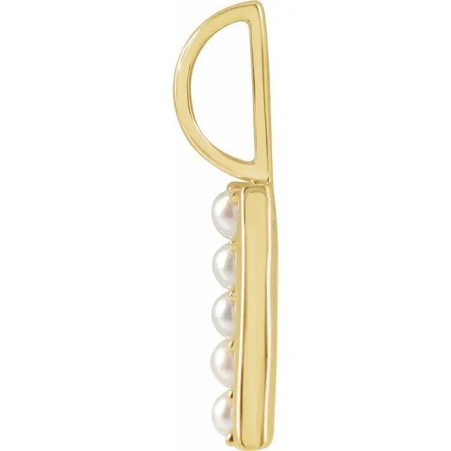 TreasureFineJewelers Necklaces 14K Yellow Gold Cultured White Gold Pearl Initial A CharmPendant