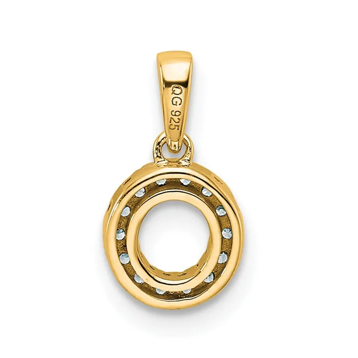 TreasureFineJewelers Necklaces 14k Yellow Gold Diamond Letter O Initial with Bail Pendant