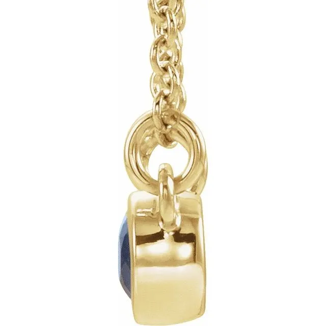 TreasureFineJewelers Necklaces 14K Yellow Gold Natural Blue Sapphire 02 CTW Natural Diamond 18 Necklace