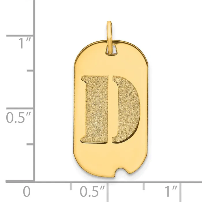 TreasureFineJewelers Necklaces 14k Yellow Gold Polished Letter D Initial Dog Tag Pendant