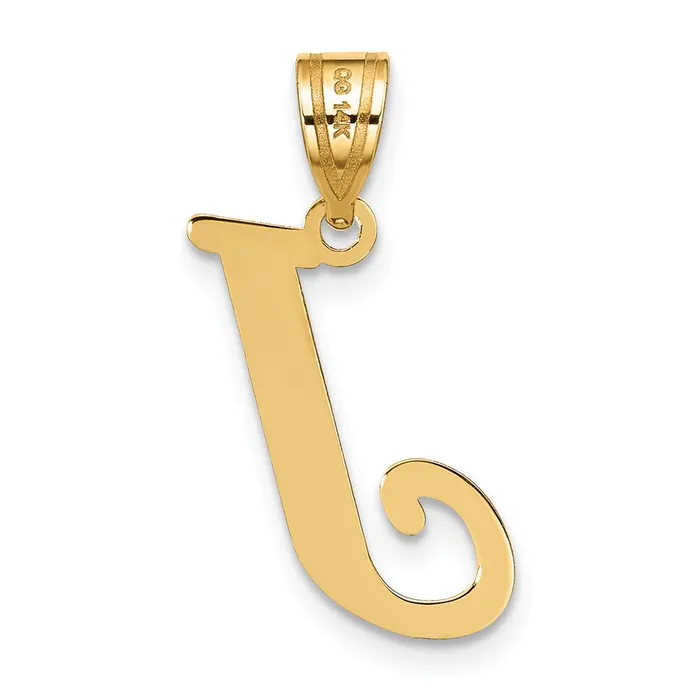 TreasureFineJewelers Necklaces 14k Yellow Gold Polished Letter J Initial Pendant