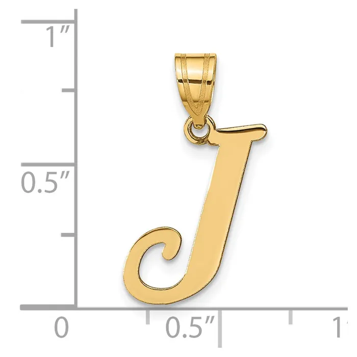 TreasureFineJewelers Necklaces 14k Yellow Gold Polished Letter J Initial Pendant