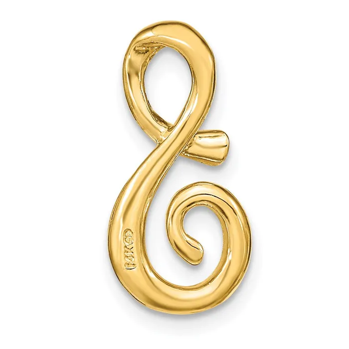 TreasureFineJewelers Necklaces 14k Yellow Gold Polished Letter S Initial Slide