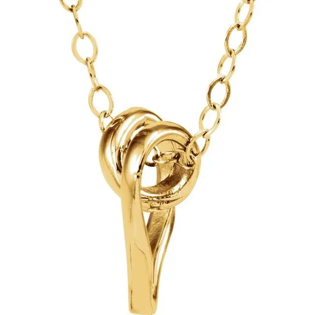 TreasureFineJewelers Necklaces 14K Yellow Ribbon Heart 15 Necklace
