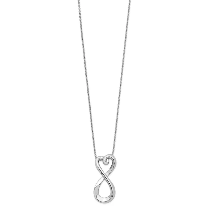 TreasureFineJewelers Necklaces Sentimental Expressions Sterling Silver Rhodiumplated Polished Infinite Love 18in Necklace
