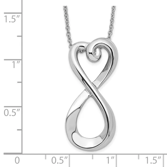 TreasureFineJewelers Necklaces Sentimental Expressions Sterling Silver Rhodiumplated Polished Infinite Love 18in Necklace